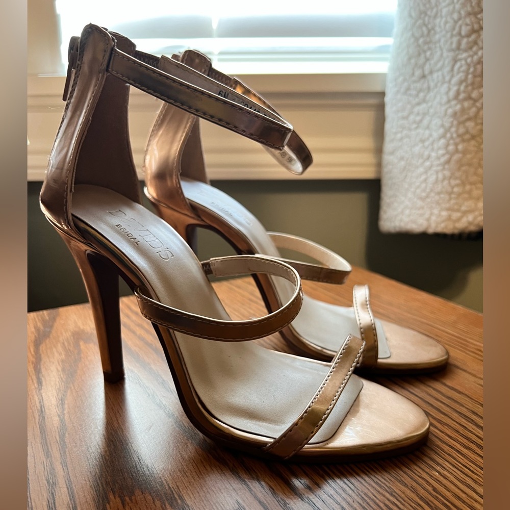 David’s Bridal Rose Gold heels